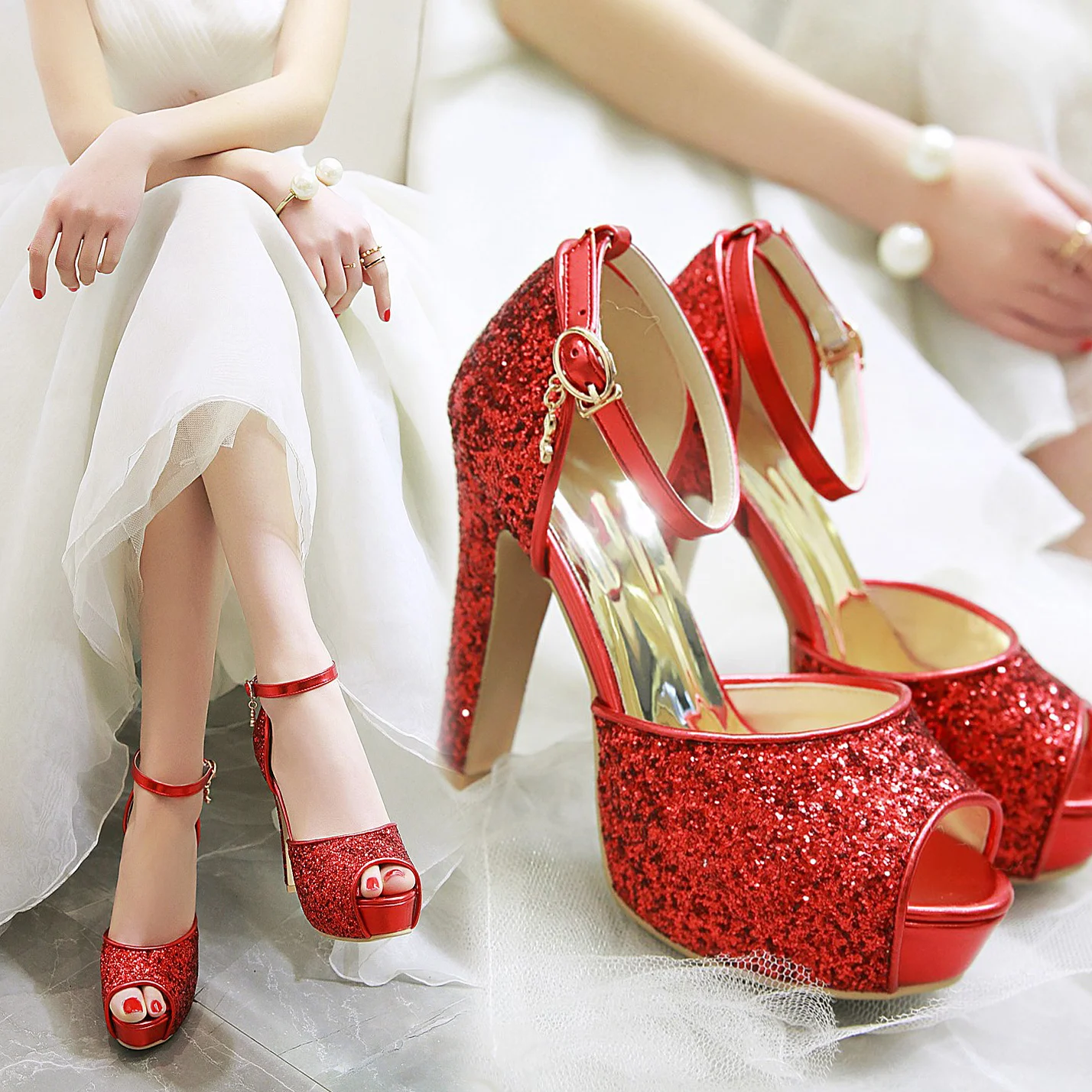 Silver Summer Women High Heel  - огляд і ціна Ankle Strap Heels