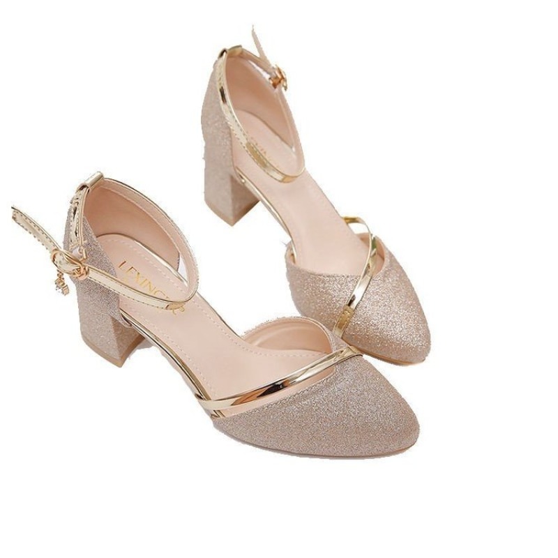 Women's Glitter Chunky Block H - огляд і ціна Ankle Strap Heels