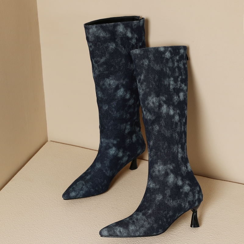 Blue Jeans Knee High Boots Wom - огляд і ціна Women Shoes Jeans