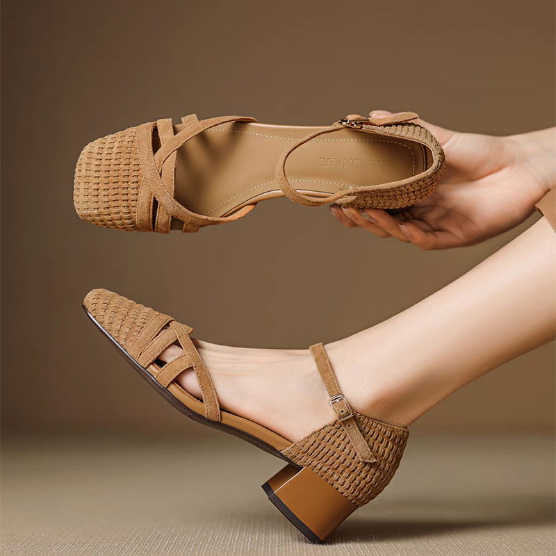 Retro Weave High Heel Sandals  - огляд і ціна Ankle Strap Heels