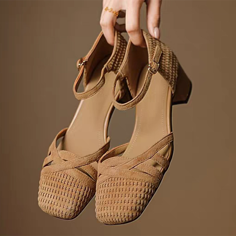 Retro Weave High Heel Sandals  - огляд і ціна Ankle Strap Heels