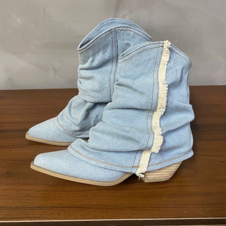 Pleated Denim Ankle Boots Wome - огляд і ціна Women Shoes Jeans